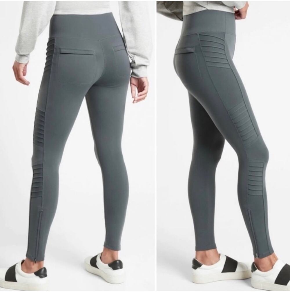 Athleta Leggings Womens Small Blue Gray Delancey Moto Travel Modern City Active